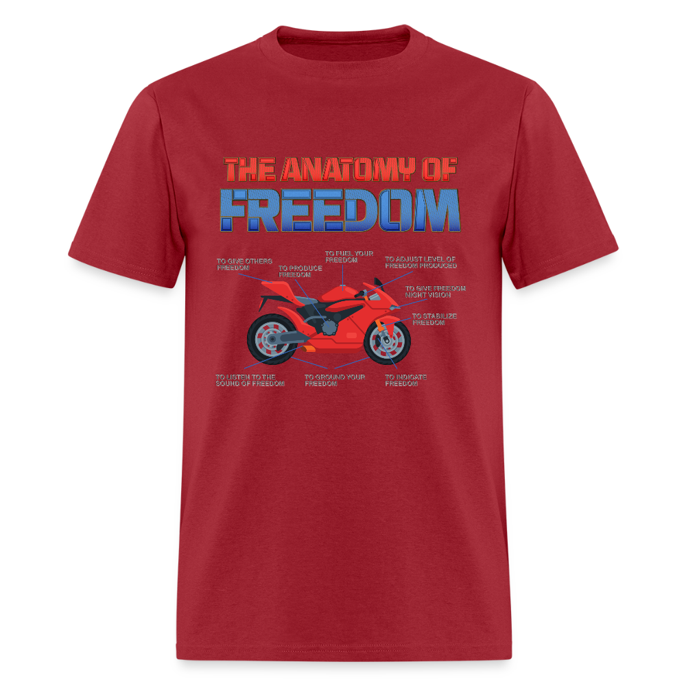 Motorcycle Gift, The Anatomy Of Freedom Shirt, Biker Lover Gift, Gift For Biker, Motor Cross, Motorcycle Anatomy - dark red