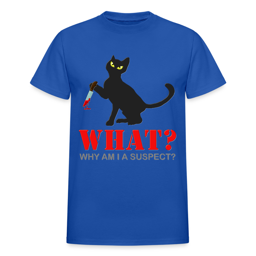Halloween Cat Shirt, Why Am I A Suspect Shirt, Murderous Cat With Knife T-Shirt, Murderous Cat Shirt, Mens Premium T-Shirt - royal blue