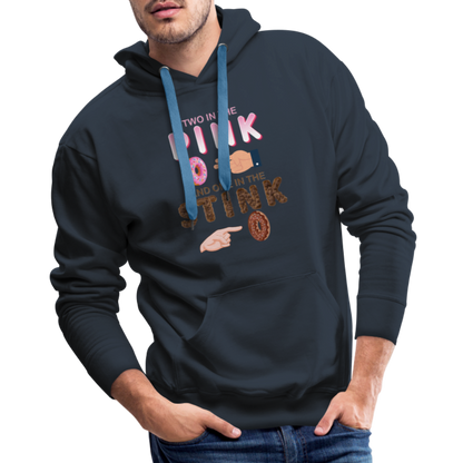 Adult Humor Shirt, The Shocker Symbol Hoodie, Inappropriate adult sexual humor, 2 in the pink, 1 in the stink, butt play anal joke, Two, One - navy