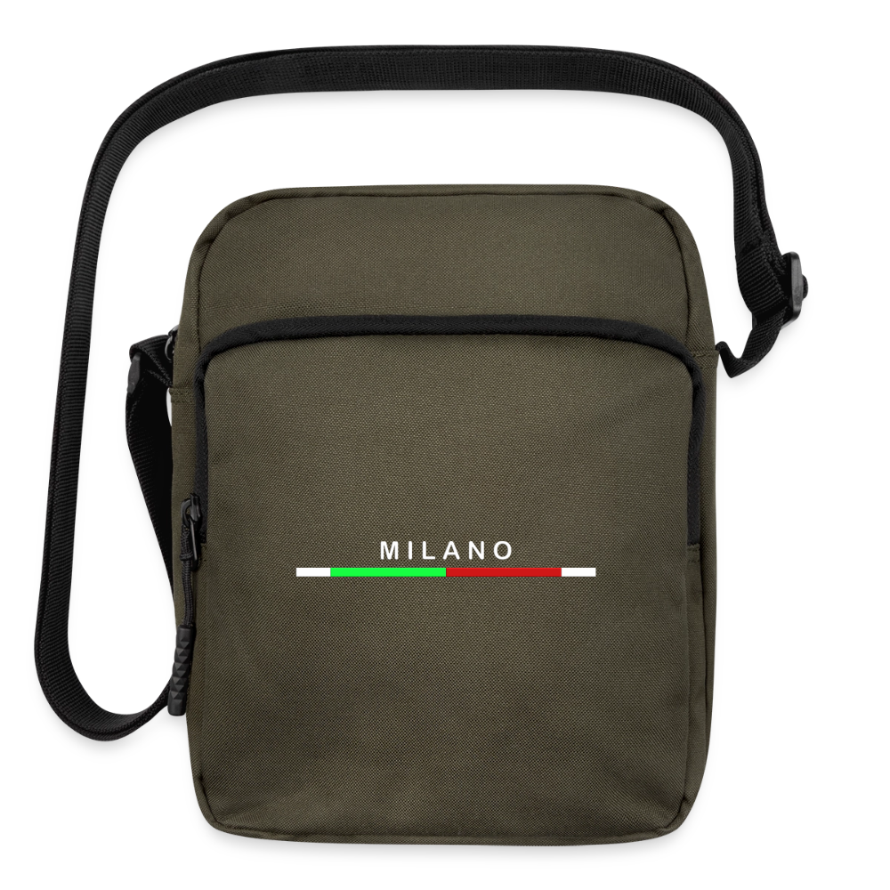 Milano Upright Crossbody Bag, Milan Upright Crossbody Bag, Vacation Holiday Milano Upright Crossbody Bag,   Italia Upright Crossbody Bag, Italian Flag Upright Crossbody Bag, Italian Gift Idea, Italy Upright Crossbody Bag - olive