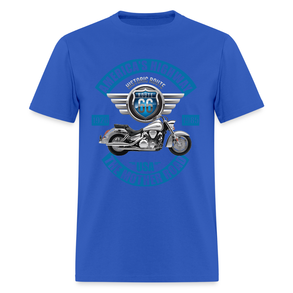 Americas Road, Route 66 Shirt, Fathers Day Gift, Mother Road, Route 66 T-Shirt, Road Trip Shirt, Route 66 Usa Motorcycle Biker Souvenir Tee - royal blue