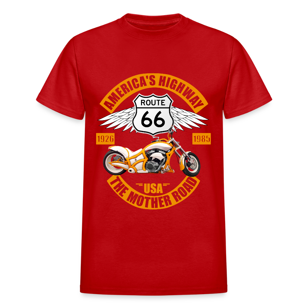 Route 66 Shirt, America's Road, Fathers Day Gift, Mother Road, Route 66 T-Shirt, Road Trip Shirt, Route 66 USA Motorcycle Biker Souvenir Tee - red