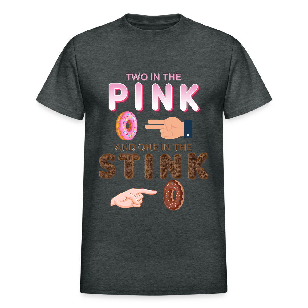 Adult Humor Shirt, The shocker symbol t-shirt, Inappropriate adult sexual humor, 2 in the pink 1 in the stink butt play anal joke, Two, One - deep heather