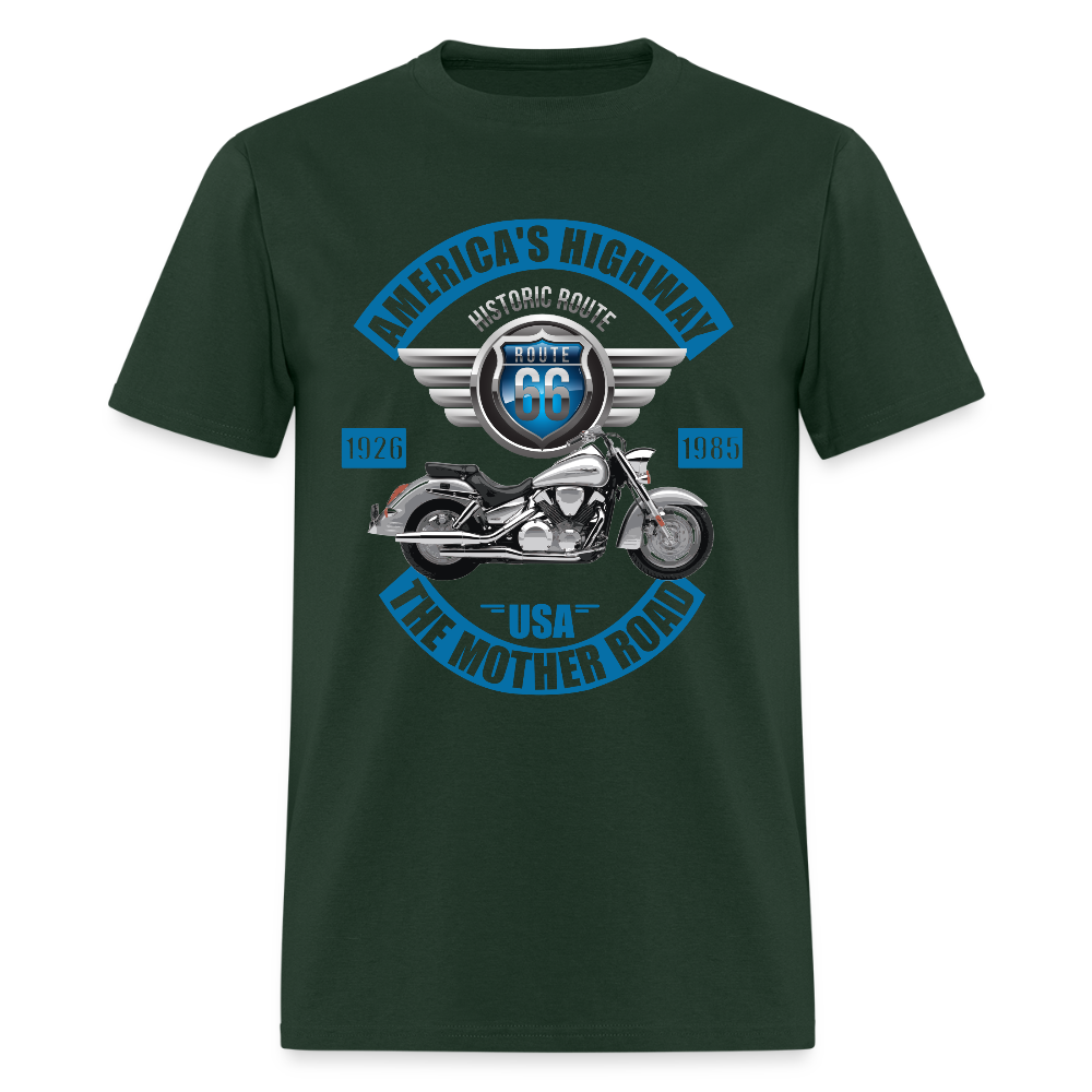 Americas Road, Route 66 Shirt, Fathers Day Gift, Mother Road, Route 66 T-Shirt, Road Trip Shirt, Route 66 Usa Motorcycle Biker Souvenir Tee - forest green
