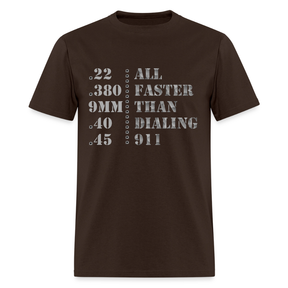 22 380 9mm 40 45 Gun Shirt, All Faster Than Dialing 911, Gun Lover Shirt, Long Range Shooting Shirt, Rifle Shirt, Bullet Hole Shirt,  Gun Lover Gift,  Bullet Gun Shirt, Funny Bullet Gun, Gun Lover, - brown