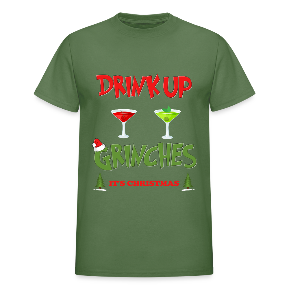 Drink Up Grinches Shirt, Christmas Gifts, Holiday Party, Funny Christmas Shirt, Family Christmas Shirts, Funny Holiday, What Up Grinches Tee, It's Christmas Shirt - military green