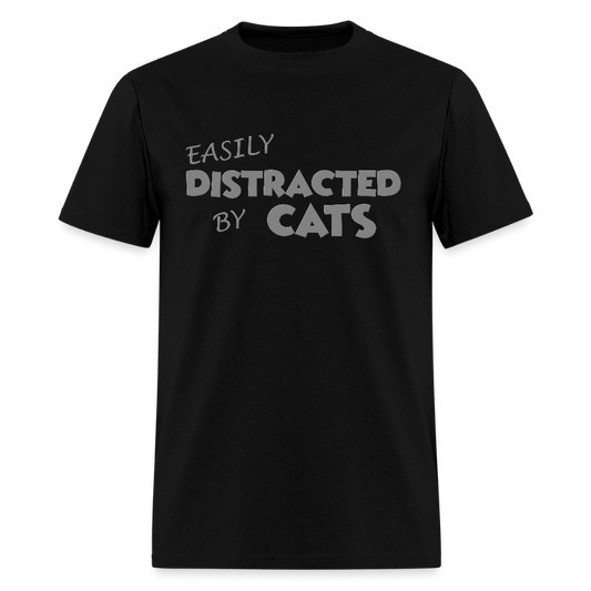 Easily Distracted By Cats Shirt, Cat Lover Shirt, Cat Lover T-Shirt, Funny Cat Shirt, Cat Saying Shirt, Cat Slogan Shirt, Cat Tee - black