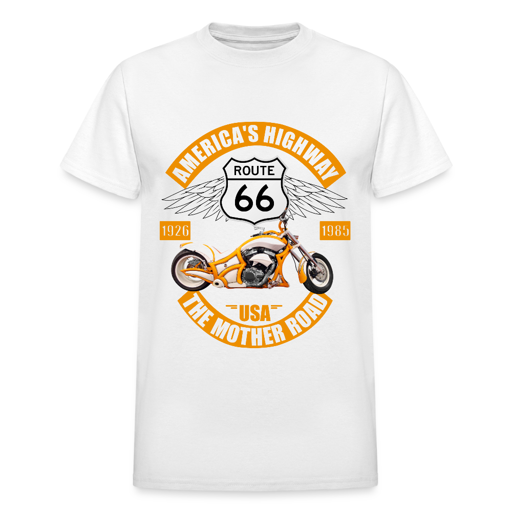 Route 66 Shirt, America's Road, Fathers Day Gift, Mother Road, Route 66 T-Shirt, Road Trip Shirt, Route 66 USA Motorcycle Biker Souvenir Tee - white