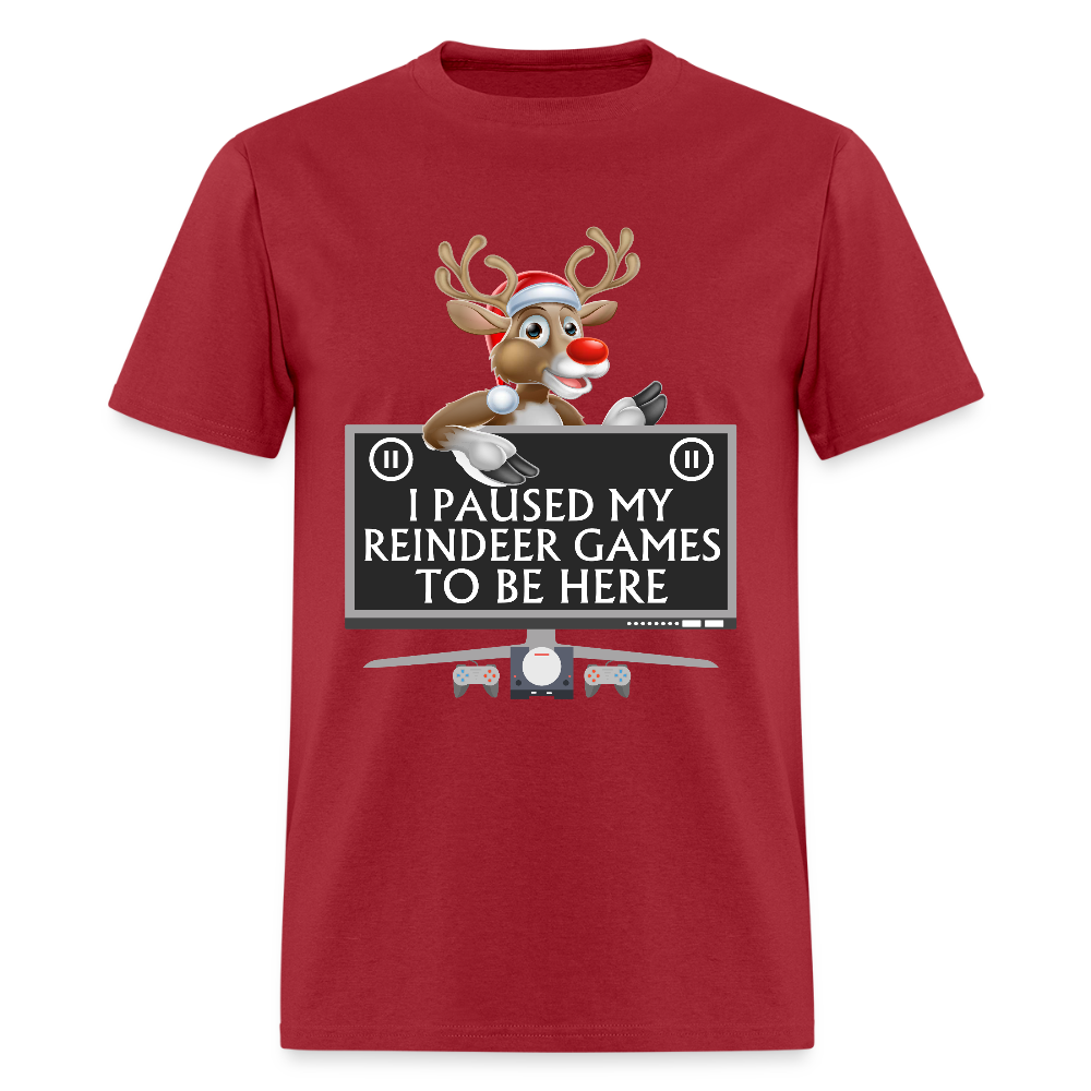 I Paused My Reindeer Game To Be Here Shirt, Gamer Shirt, Christmas Valentines Gift, Gamer Gift, Funny Gaming Shirt, Brothers Gift, Rudolph The Red Nose Reindeer Shirt. - dark red