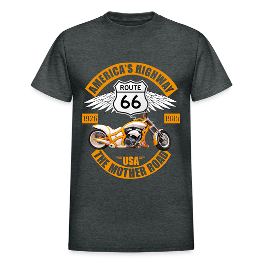 Route 66 Shirt, America's Road, Fathers Day Gift, Mother Road, Route 66 T-Shirt, Road Trip Shirt, Route 66 USA Motorcycle Biker Souvenir Tee - deep heather