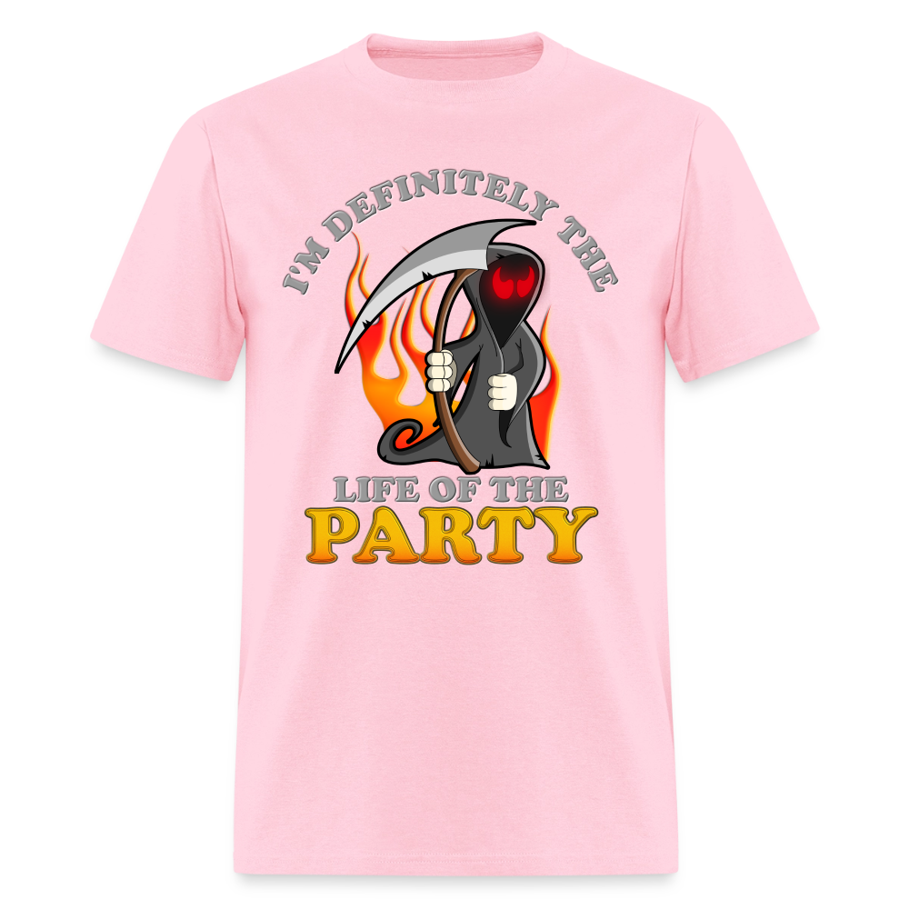 I'm Definitely The Life Of The Party, Grim Reaper, Death, Happy Halloween, Monster, Trick Or Treat, Spooky, Scary, Skull, Wolf, Werewolf, Orange, Bat, Red, Mountain, Men's Premium T-Shirt - pink