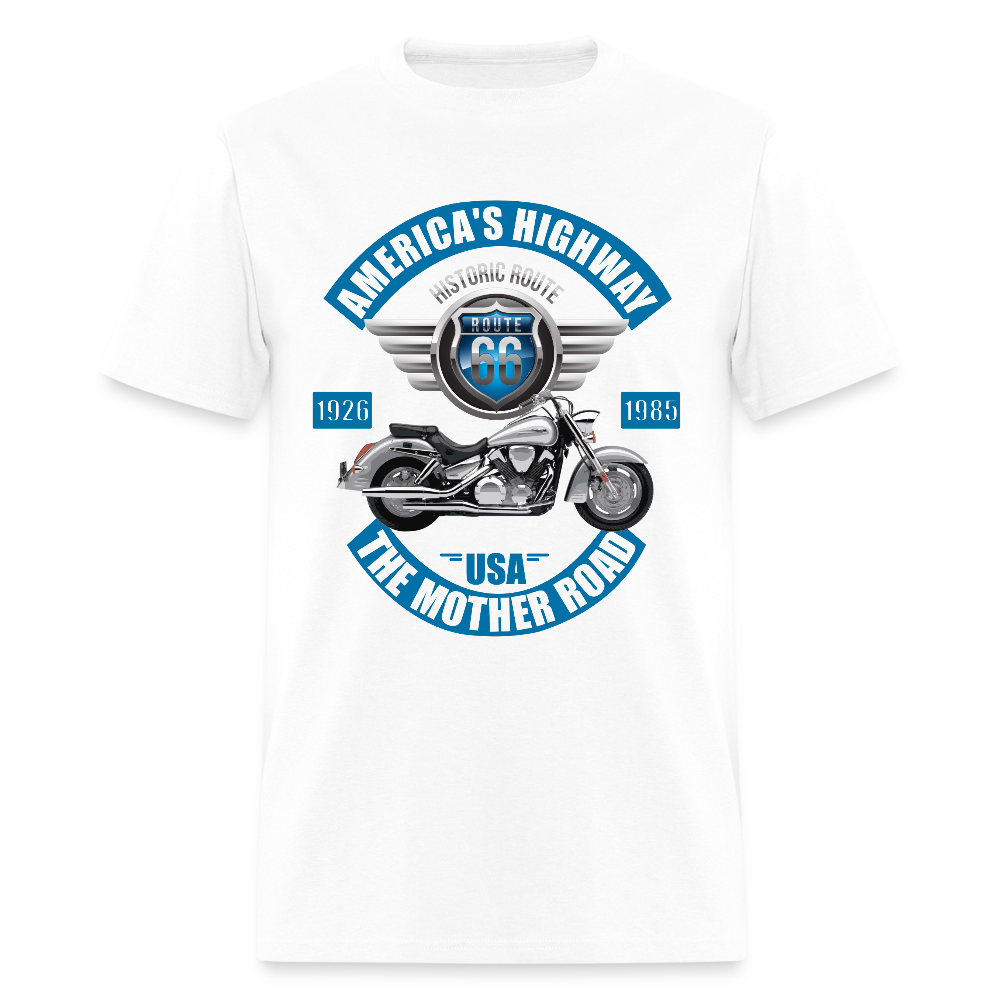 Americas Road, Route 66 Shirt, Fathers Day Gift, Mother Road, Route 66 T-Shirt, Road Trip Shirt, Route 66 Usa Motorcycle Biker Souvenir Tee - white