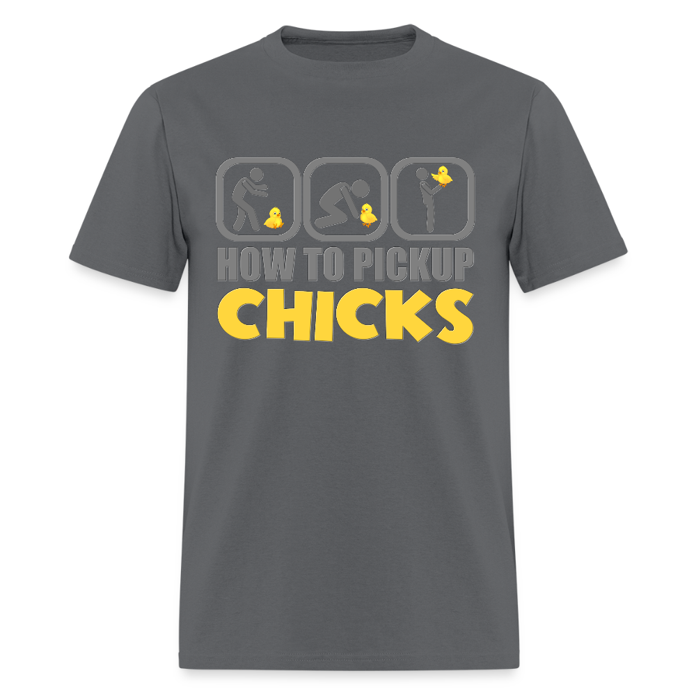 How To Pick Up Chicks Shirt, Fathers Day Gift Idea, Dad Shirt, Teenager Shirt, Pickup Line, Cheesy Pick-Up Lines Chicken, Chicks - charcoal