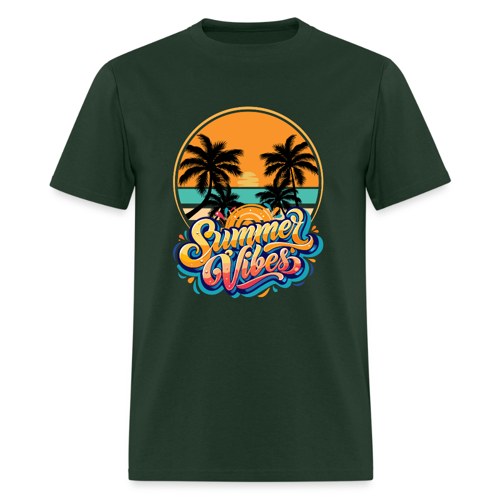 Summer Vibes Shirt, Vacation Holiday T-Shirt, Sunshine Shirt, Palm Tree T-Shirt, Beach Shirt, Vacation Holiday Shirt, Birthday Gift idea, Father Day Gift, Mothers Day Gift, Gift For Him, Gift For Her, Vacation Gift Idea - forest green