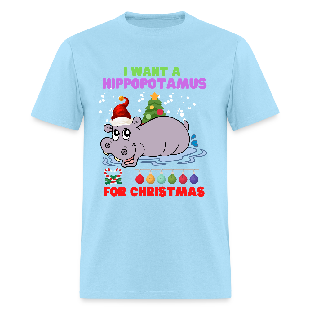I Want A Hippopotamus For Christmas, Christmas Gifts, Hippo Christmas Shirt, Holiday Party, Funny Christmas Shirt, Family Christmas Shirts, Funny Holiday - powder blue