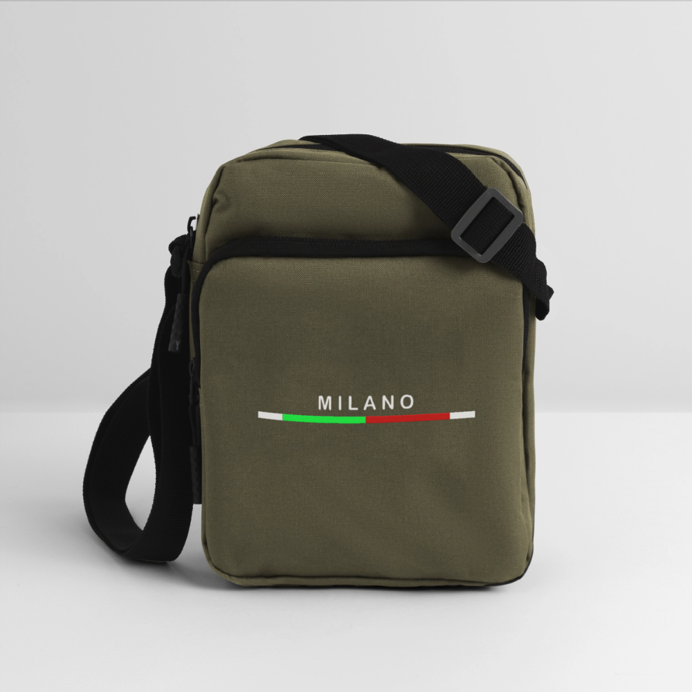 Milano Upright Crossbody Bag, Milan Upright Crossbody Bag, Vacation Holiday Milano Upright Crossbody Bag,   Italia Upright Crossbody Bag, Italian Flag Upright Crossbody Bag, Italian Gift Idea, Italy Upright Crossbody Bag - olive