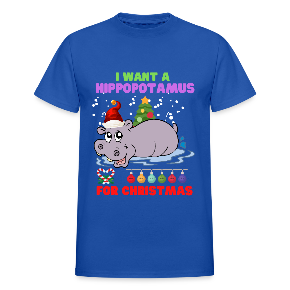 I Want A Hippopotamus For Christmas, Christmas Gifts, Hippo Christmas Shirt, Holiday Party, Funny Christmas Shirt, Family Christmas Shirts, Funny Holiday - royal blue