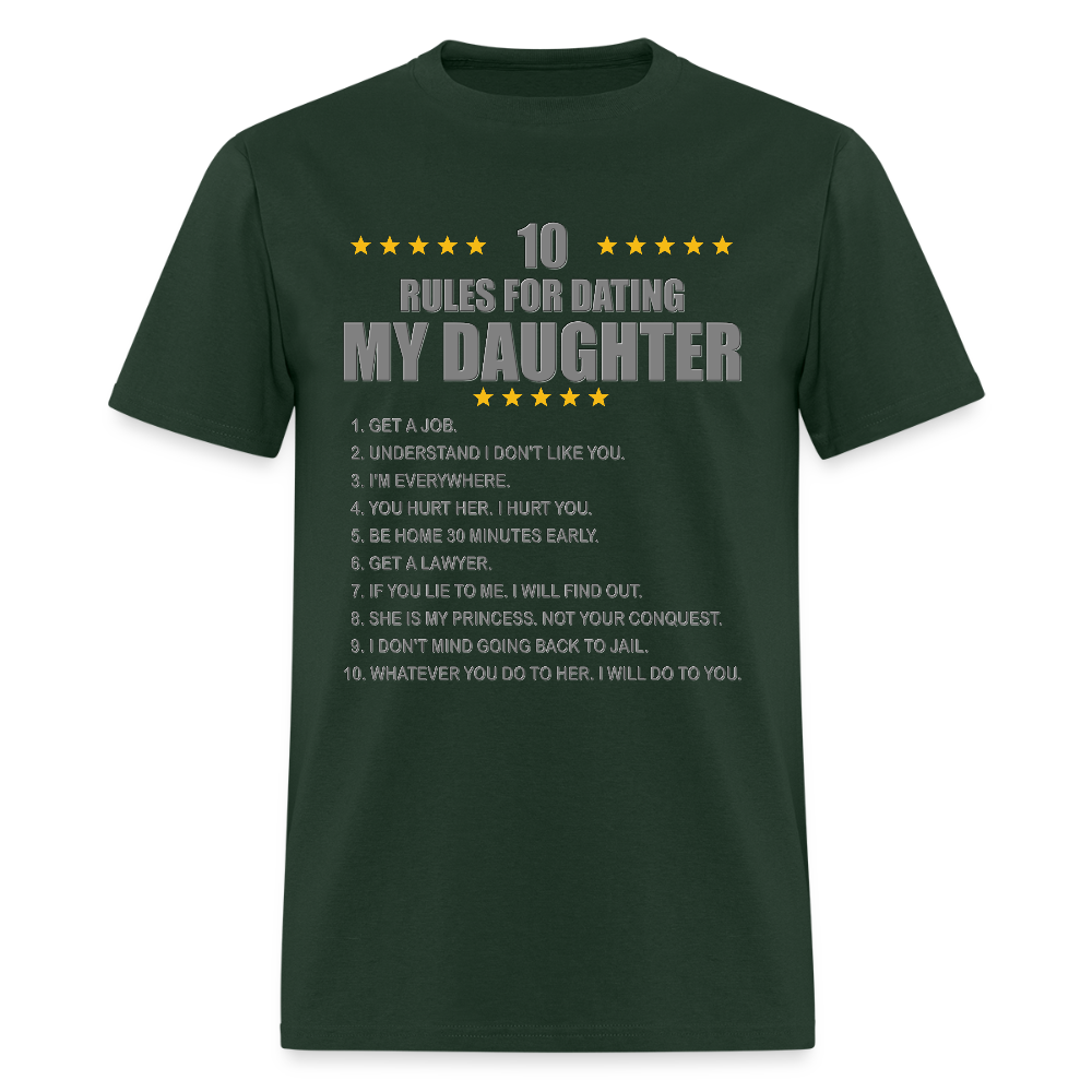 Gift For Father, Gift For Daddy, 10 Rules For Dating My Daughter T shirt, Shirt T-Shirt Gift For Father, Gift For Dad, Number One Star Dad For Him - forest green