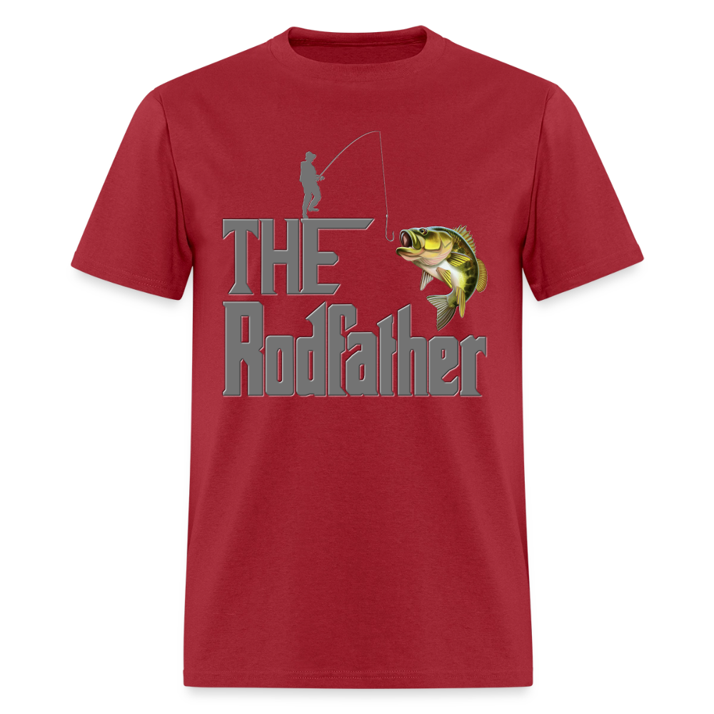 The Rodfather T-Shirt, Funny Fishing, Fishing Rod Shirt, Lake Lover Shirt, Fishing Gift For Men, Dad Fishing Shirt, Father Day Shirt - dark red