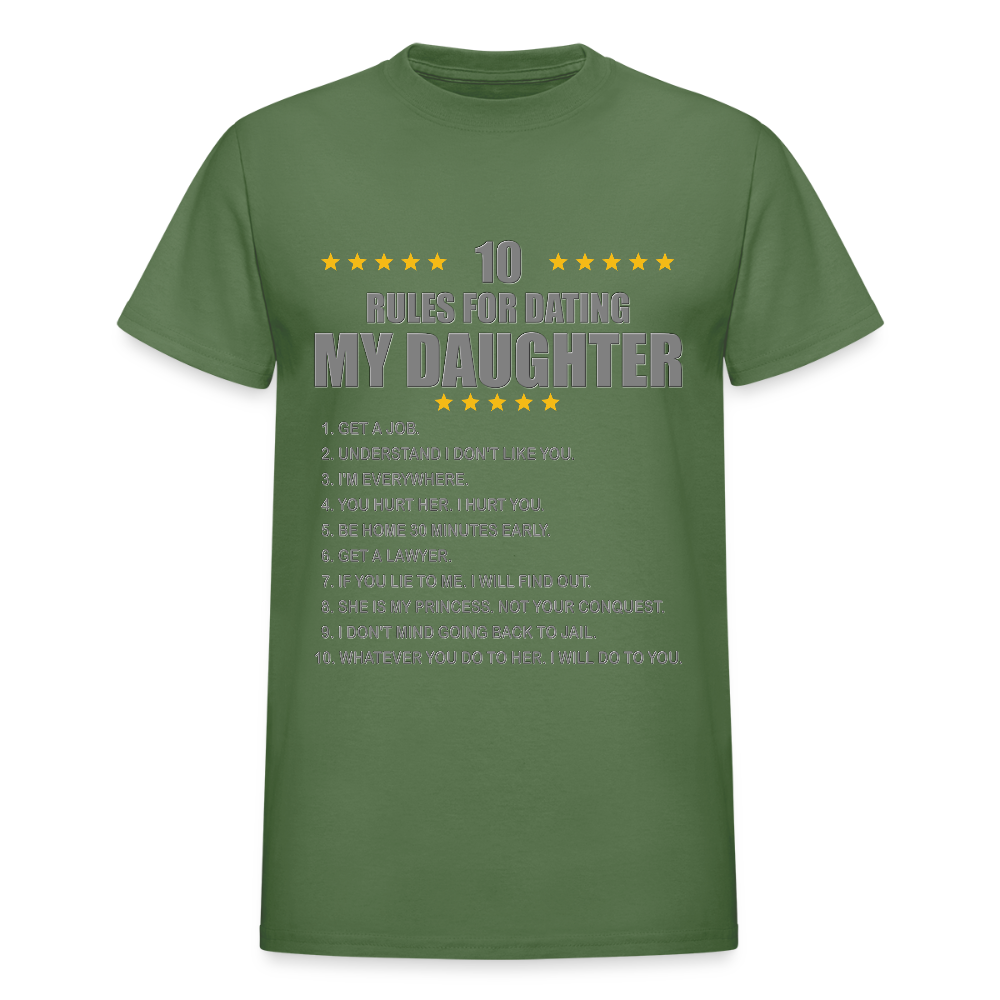 Gift For Father, Gift For Daddy, 10 Rules For Dating My Daughter T shirt, Shirt T-Shirt Gift For Father, Gift For Dad, Number One Star Dad For Him - military green