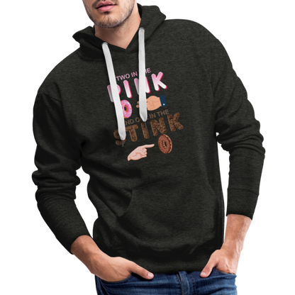Adult Humor Shirt, The Shocker Symbol Hoodie, Inappropriate adult sexual humor, 2 in the pink, 1 in the stink, butt play anal joke, Two, One - charcoal grey