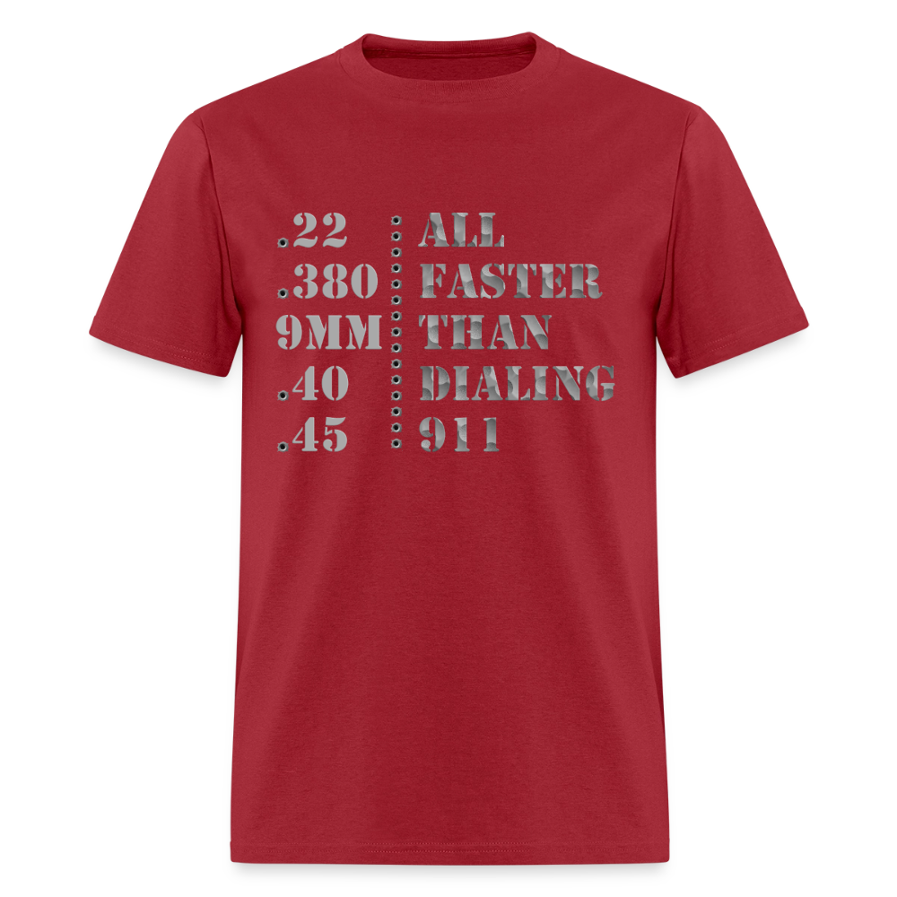 22 380 9mm 40 45 Gun Shirt, All Faster Than Dialing 911, Gun Lover Shirt, Long Range Shooting Shirt, Rifle Shirt, Bullet Hole Shirt,  Gun Lover Gift,  Bullet Gun Shirt, Funny Bullet Gun, Gun Lover, - dark red