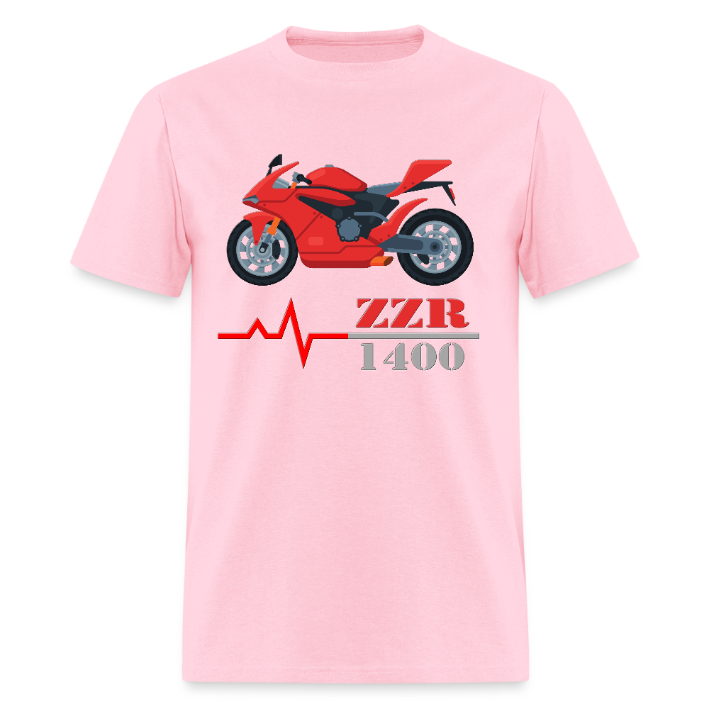 Motorcycle Heartbeat ZZR 1400 T-Shirt - Best Sports Bike Gift Idea For Him Her Boys Girls Tee - pink