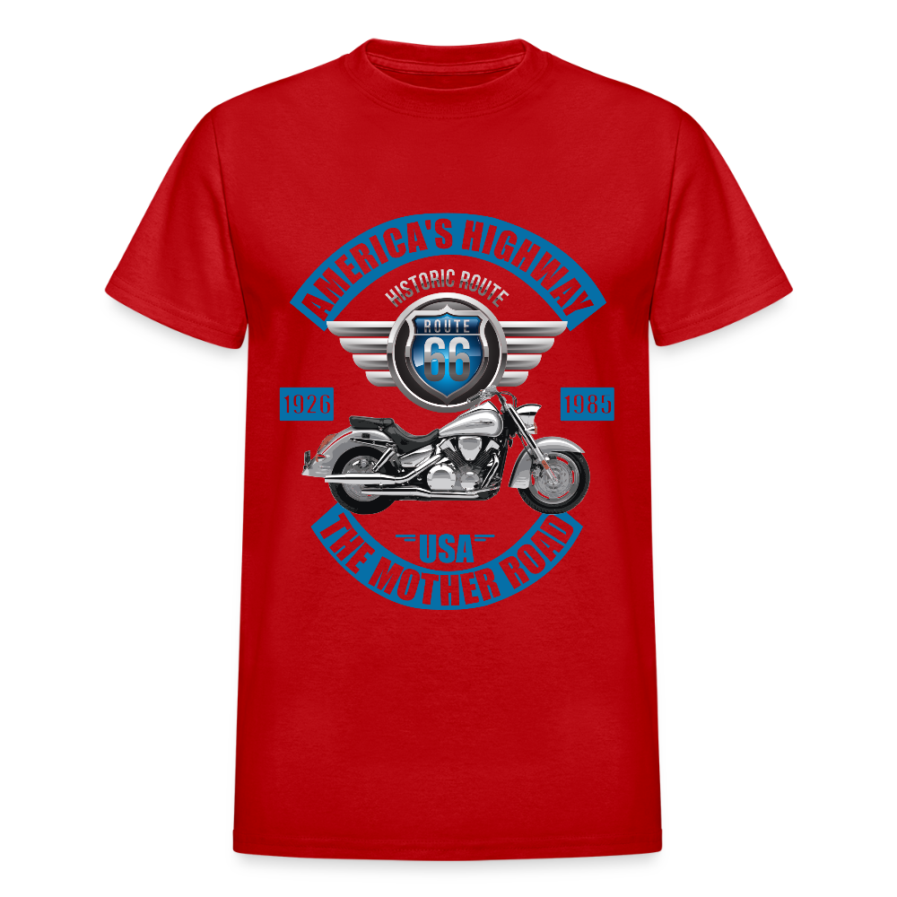 America's Road, Route 66 Shirt, Fathers Day Gift, Mother Road, Route 66 T-Shirt, Road Trip Shirt, Route 66 USA Motorcycle Biker Souvenir Tee - red