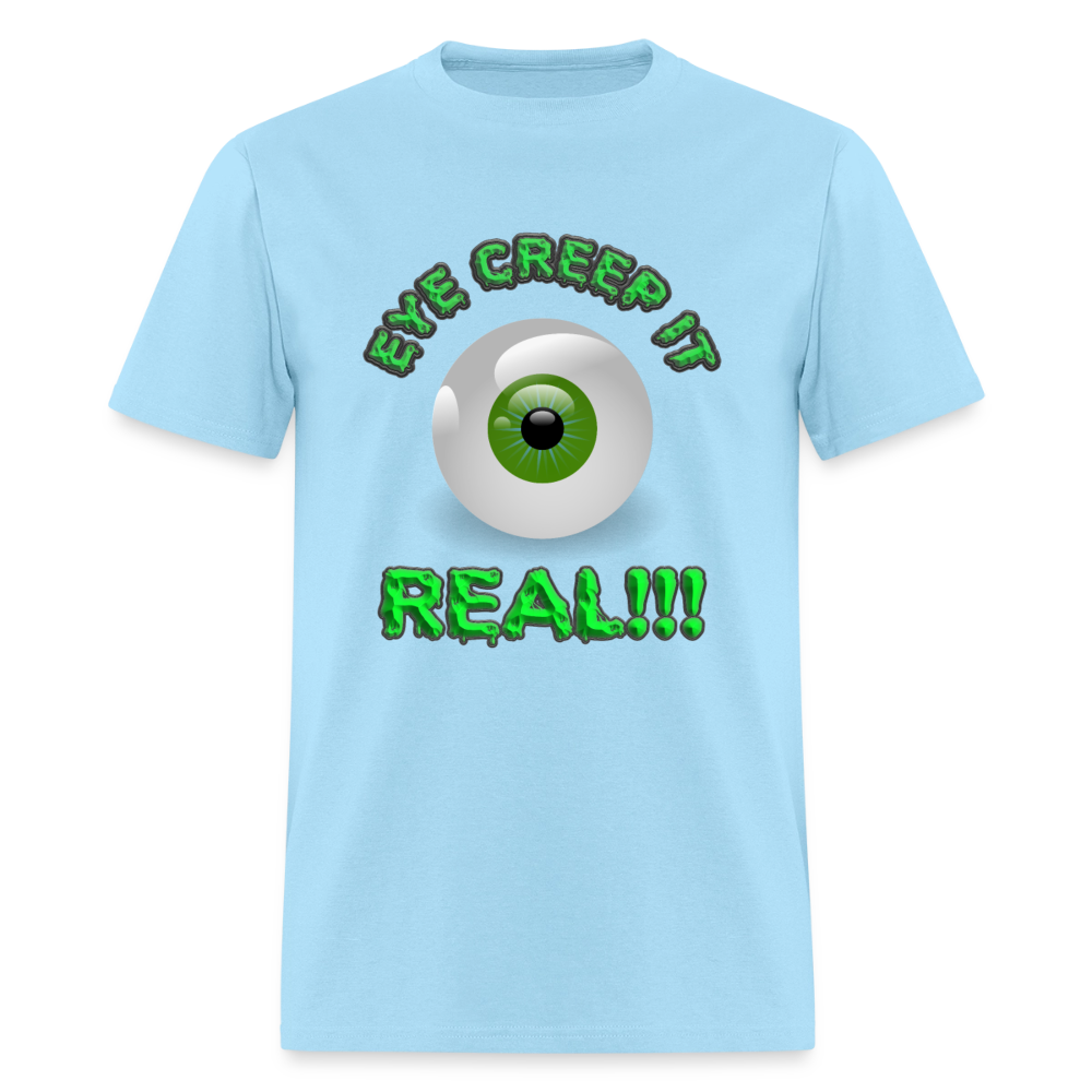 Creep It Real, Eye Creep It Real, Halloween, Scary, skull, haunted, horror, spook, howl, scream, party, October, dead, coffin, creepy, Women's Cropped T-Shirt - powder blue