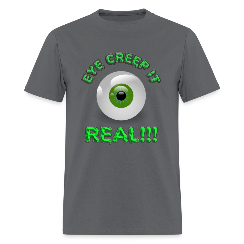 Creep It Real, Eye Creep It Real, Halloween, Scary, skull, haunted, horror, spook, howl, scream, party, October, dead, coffin, creepy, Women's Cropped T-Shirt - charcoal