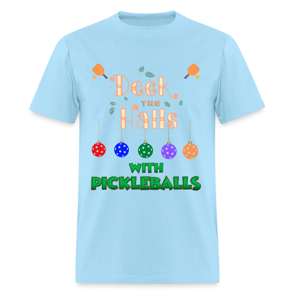 Deck The Halls With Pickleballs, Pickleball, Pickleball Player, Pickleball Christmas, Pickleball Paddle, funny pickleball Shirt - powder blue