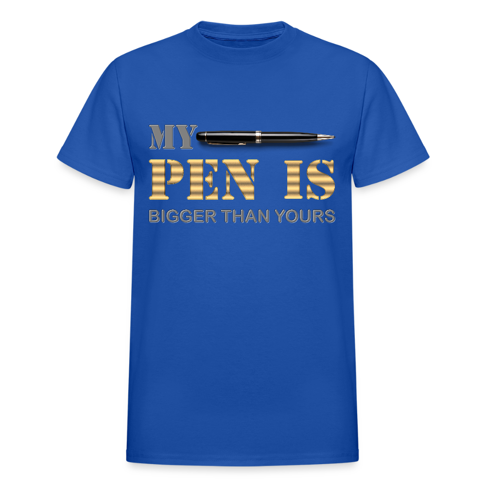 My Pen Is Bigger Than Yours Shirt, Funny Penis Shirt, Sex Saying Quote Gift Idea Tee T-Shirt, Valentines Day Gift For Him, Adult Humor, The Shocker Symbol - royal blue