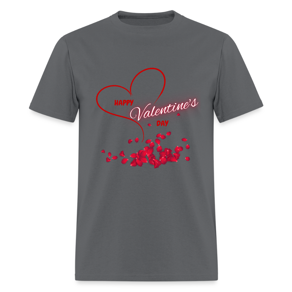 Happy Valentines Day Shirt, Valentines Day Gift,  Valentine For Him Her, Hearts, Rose Petals, Happy Valentines Day Gift, Men Valentines Day Gift, Women Valentine Gift - charcoal
