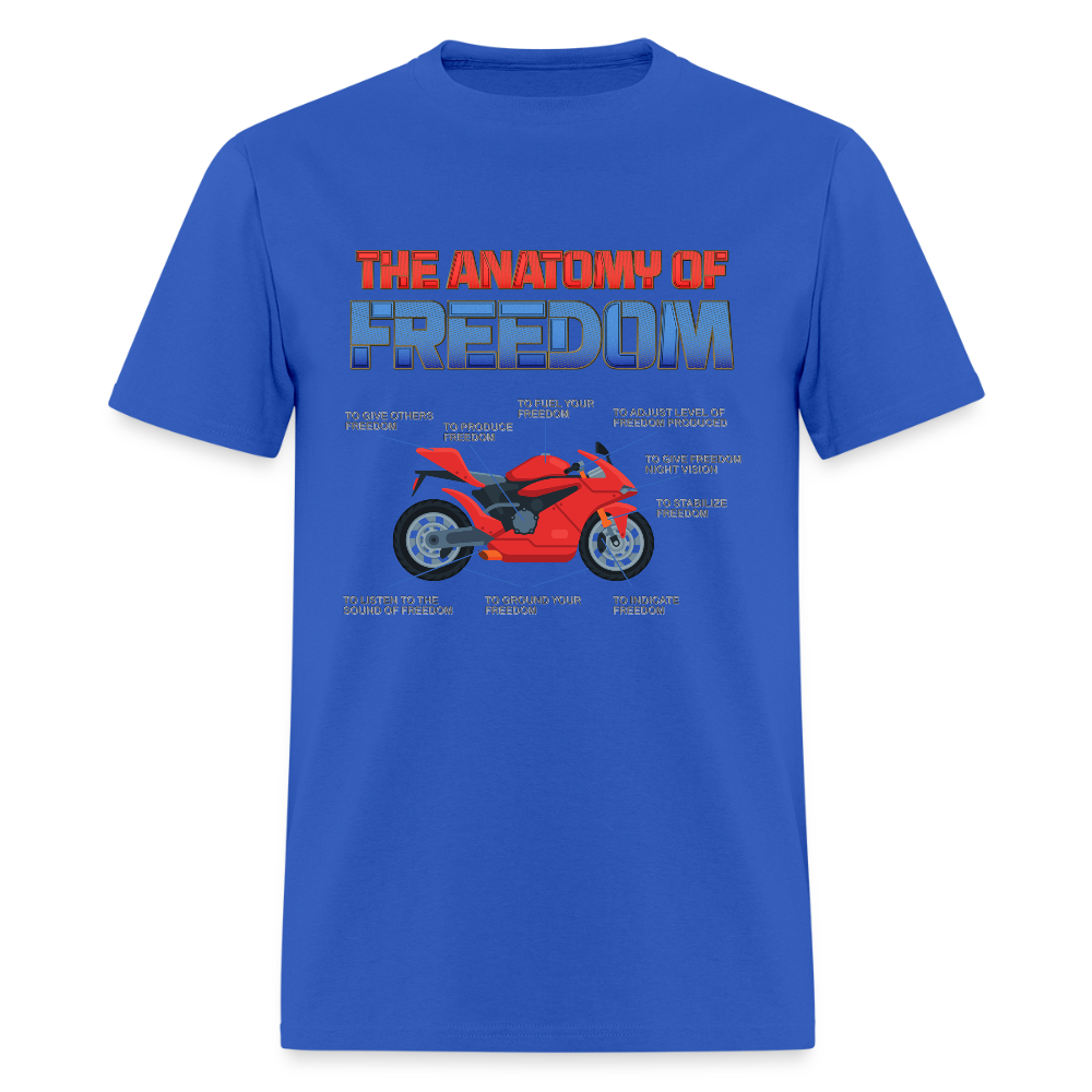 Motorcycle Gift, The Anatomy Of Freedom Shirt, Biker Lover Gift, Gift For Biker, Motor Cross, Motorcycle Anatomy - royal blue