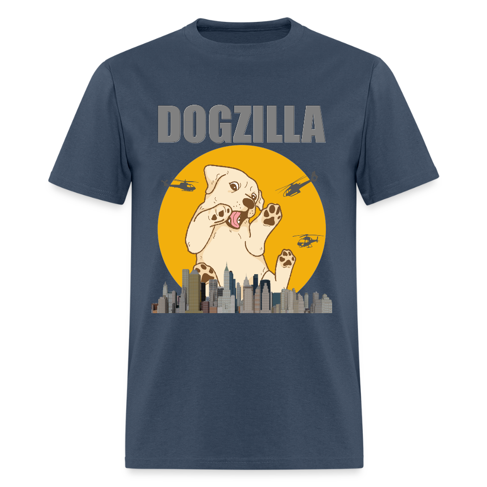 Dogzilla Shirt, Dog Lover Shirt, Funny Dog Lover Shirt, Dog Shirt, Helicopter, Big Apple City, Dog Dad Shirt, Dog Mom Shirt -  blue dusk