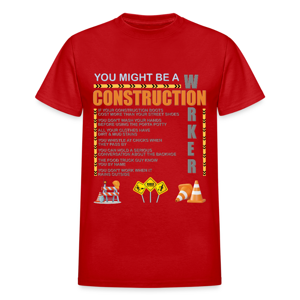 Construction Gift, Construction Crew, Construction Worker, You Might Be A, Construction Party, Construction Manager, Engineering Shirt, Dump Truck Shirt, Construction Theme, Funny Dad Shirt, Fathers Day Shirt - red