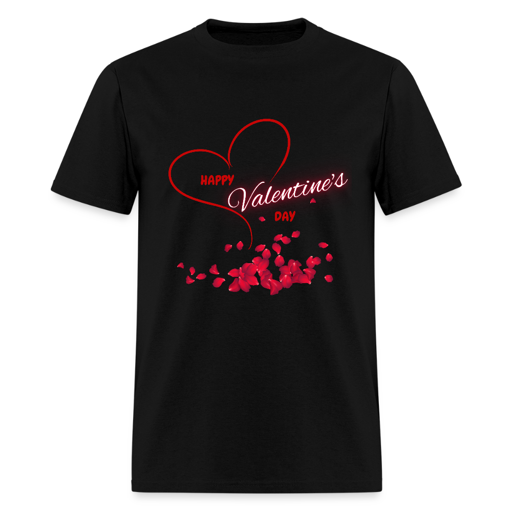 Happy Valentines Day Shirt, Valentines Day Gift,  Valentine For Him Her, Hearts, Rose Petals, Happy Valentines Day Gift, Men Valentines Day Gift, Women Valentine Gift - black