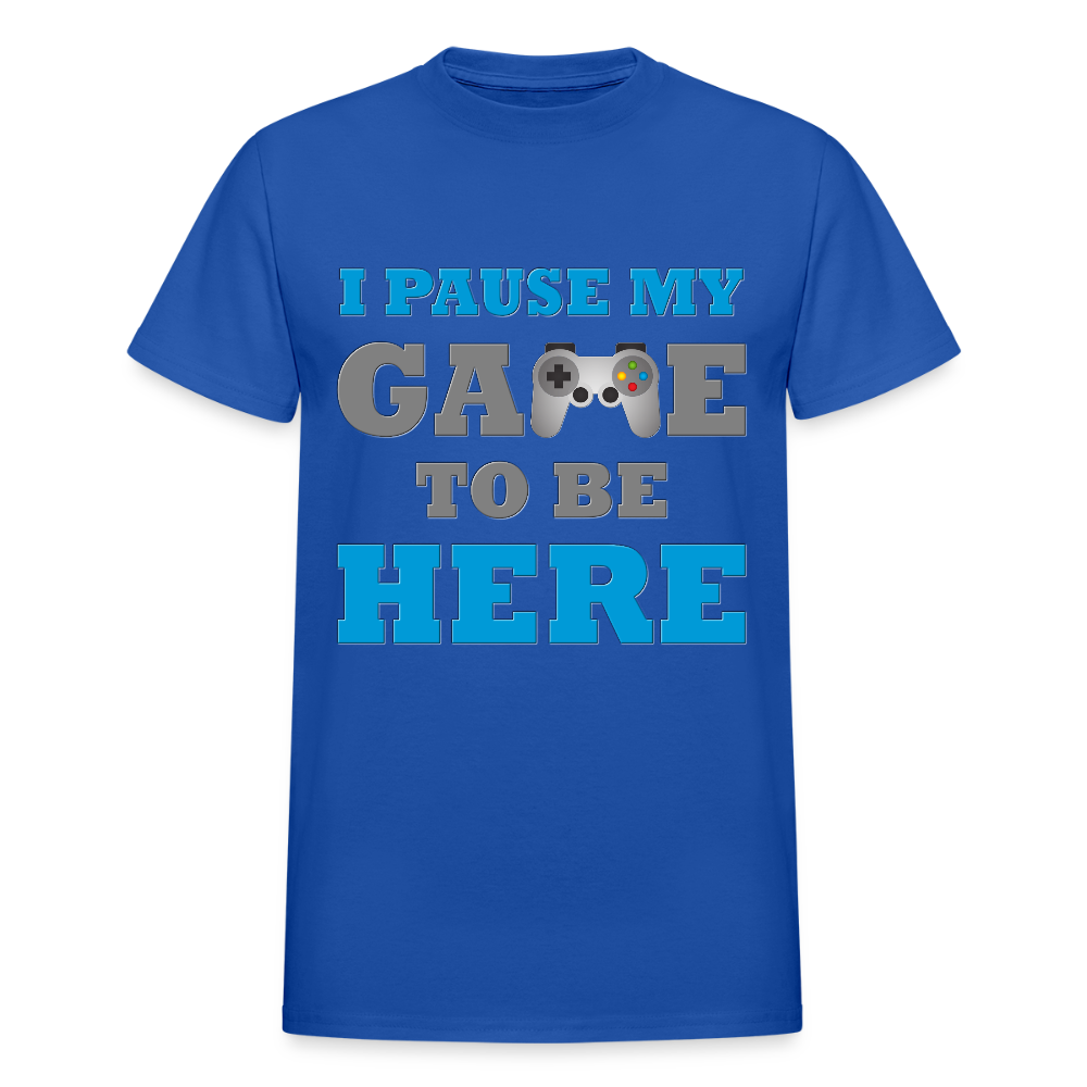 Gamer Shirt, I paused my Game to Be Here Shirt, Christmas Valentines Gift, Gamer Gift, Funny Gaming Shirt, Brothers Gift - royal blue