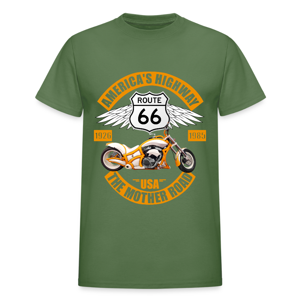 Route 66 Shirt, America's Road, Fathers Day Gift, Mother Road, Route 66 T-Shirt, Road Trip Shirt, Route 66 USA Motorcycle Biker Souvenir Tee - military green