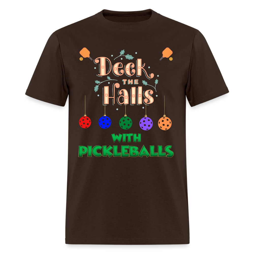 Deck The Halls With Pickleballs, Pickleball, Pickleball Player, Pickleball Christmas, Pickleball Paddle, funny pickleball Shirt - brown