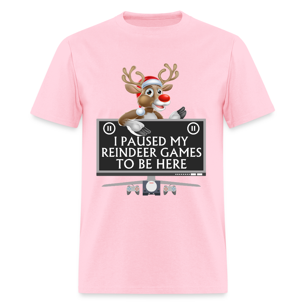 I Paused My Reindeer Game To Be Here Shirt, Gamer Shirt, Christmas Valentines Gift, Gamer Gift, Funny Gaming Shirt, Brothers Gift, Rudolph The Red Nose Reindeer Shirt. - pink