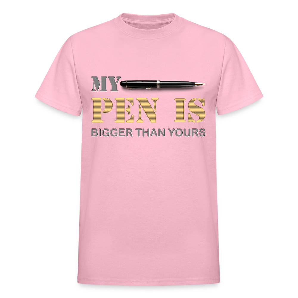 My Pen Is Bigger Than Yours Shirt, Funny Penis Shirt, Sex Saying Quote Gift Idea Tee T-Shirt, Valentines Day Gift For Him, Adult Humor, The Shocker Symbol - light pink