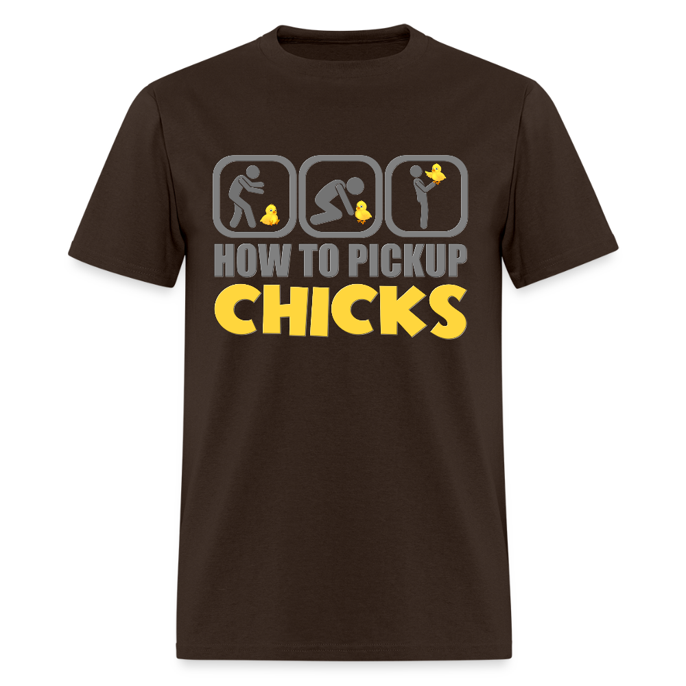 How To Pick Up Chicks Shirt, Fathers Day Gift Idea, Dad Shirt, Teenager Shirt, Pickup Line, Cheesy Pick-Up Lines Chicken, Chicks - brown