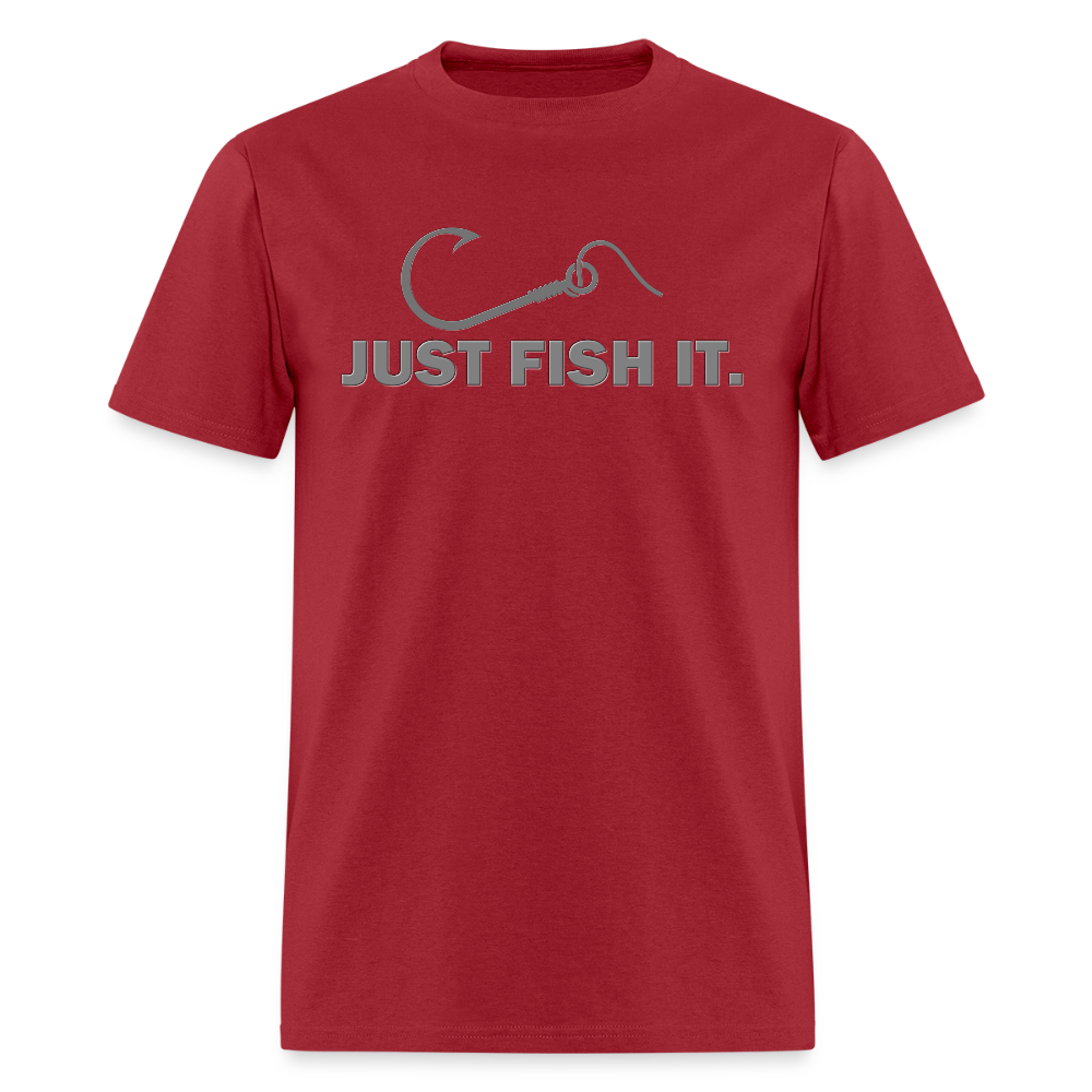 Funny Fishing Shirt, Just Fish It Shirt, Gift For Fisherman, Fishing Shirt, Fishing Gifts, Gift For Dad, Fisherman T shirt - dark red