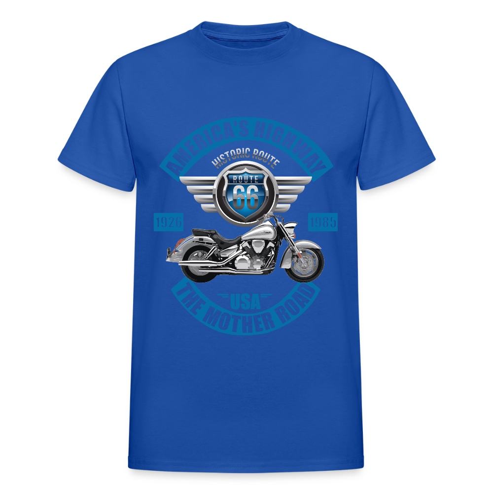 America's Road, Route 66 Shirt, Fathers Day Gift, Mother Road, Route 66 T-Shirt, Road Trip Shirt, Route 66 USA Motorcycle Biker Souvenir Tee - royal blue