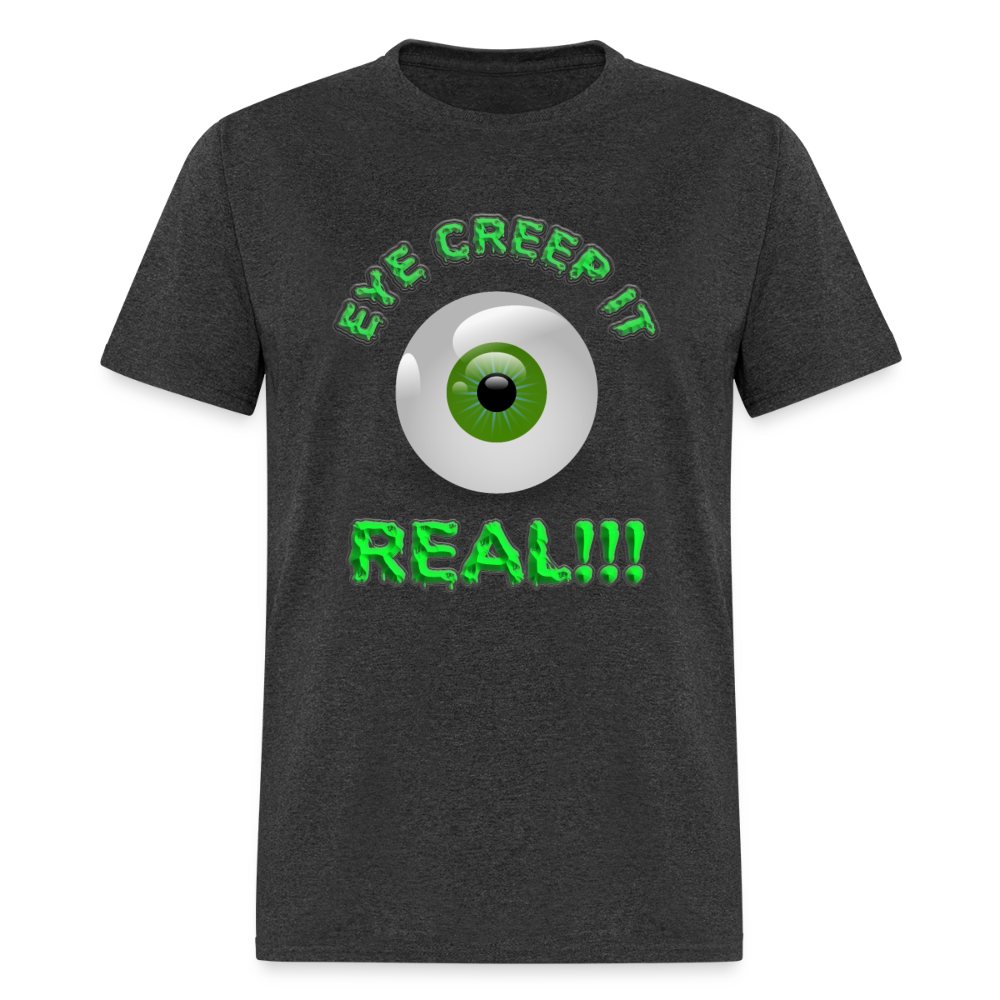 Creep It Real, Eye Creep It Real, Halloween, Scary, skull, haunted, horror, spook, howl, scream, party, October, dead, coffin, creepy, Women's Cropped T-Shirt - heather black