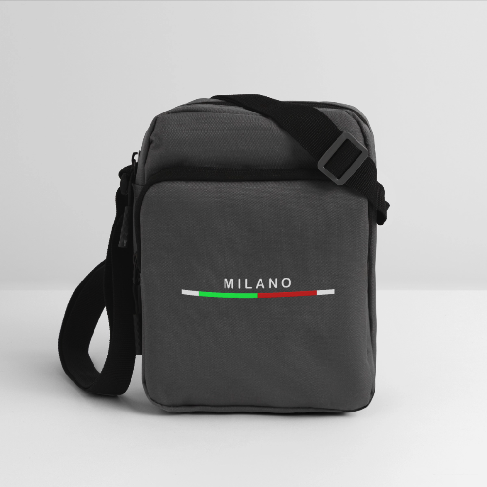 Milano Upright Crossbody Bag, Milan Upright Crossbody Bag, Vacation Holiday Milano Upright Crossbody Bag,   Italia Upright Crossbody Bag, Italian Flag Upright Crossbody Bag, Italian Gift Idea, Italy Upright Crossbody Bag - charcoal grey