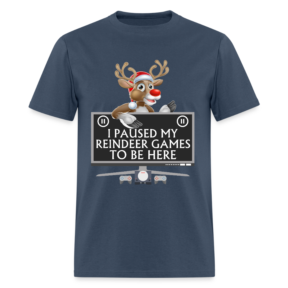 I Paused My Reindeer Game To Be Here Shirt, Gamer Shirt, Christmas Valentines Gift, Gamer Gift, Funny Gaming Shirt, Brothers Gift, Rudolph The Red Nose Reindeer Shirt. -  blue dusk