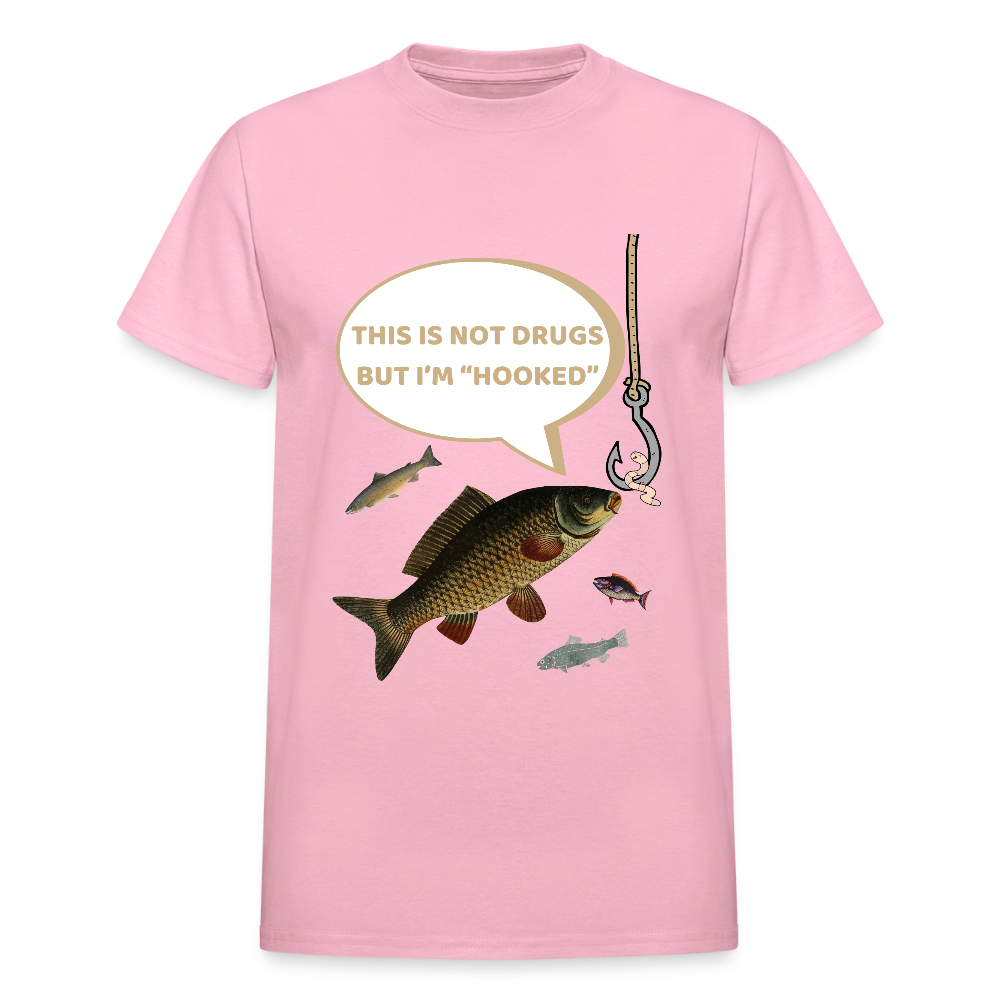 Funny Fishing Shirt, This is Not Drugs But I'm Hooked T-Shirt, Lake Lover Shirt, Cool Tee Men Daddy Dad Shirt, Fathers Day Fishing - light pink