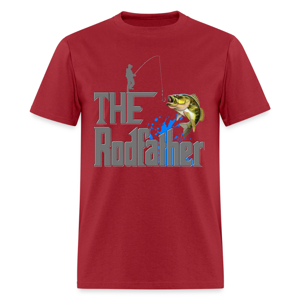 The Rodfather T-Shirt, Funny Fishing, Fishing Rod Shirt, Lake Lover Shirt, Fishing Gift For Men, Dad Fishing Shirt, Father Day Shirt - dark red
